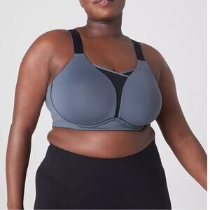 Livi Active Gray & Black High Support Sports Bra
